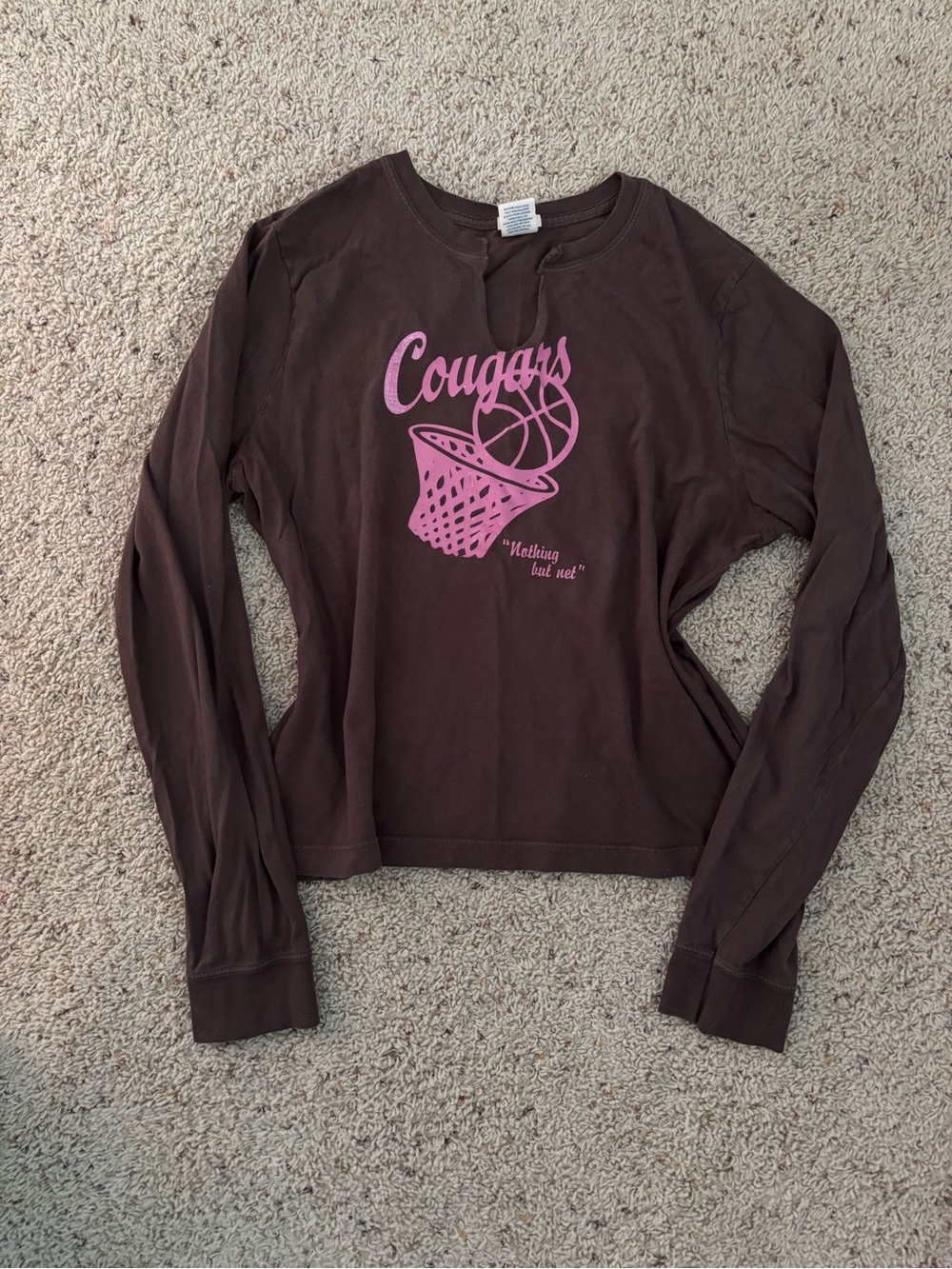 Old Navy Brown Long Sleeve Tee with Pink Graphic